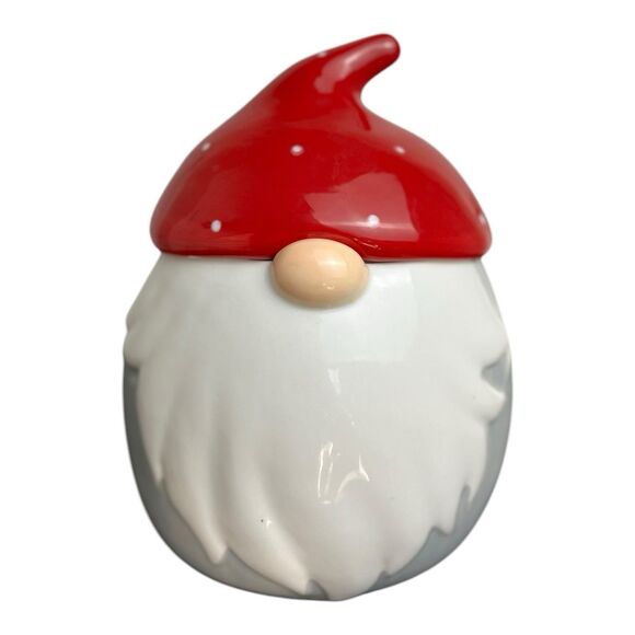 Gnome Cookie Jar Red Hat Santa Claus 10 Strawberry Street Ceramic Trear Canister - Picture 1 of 8